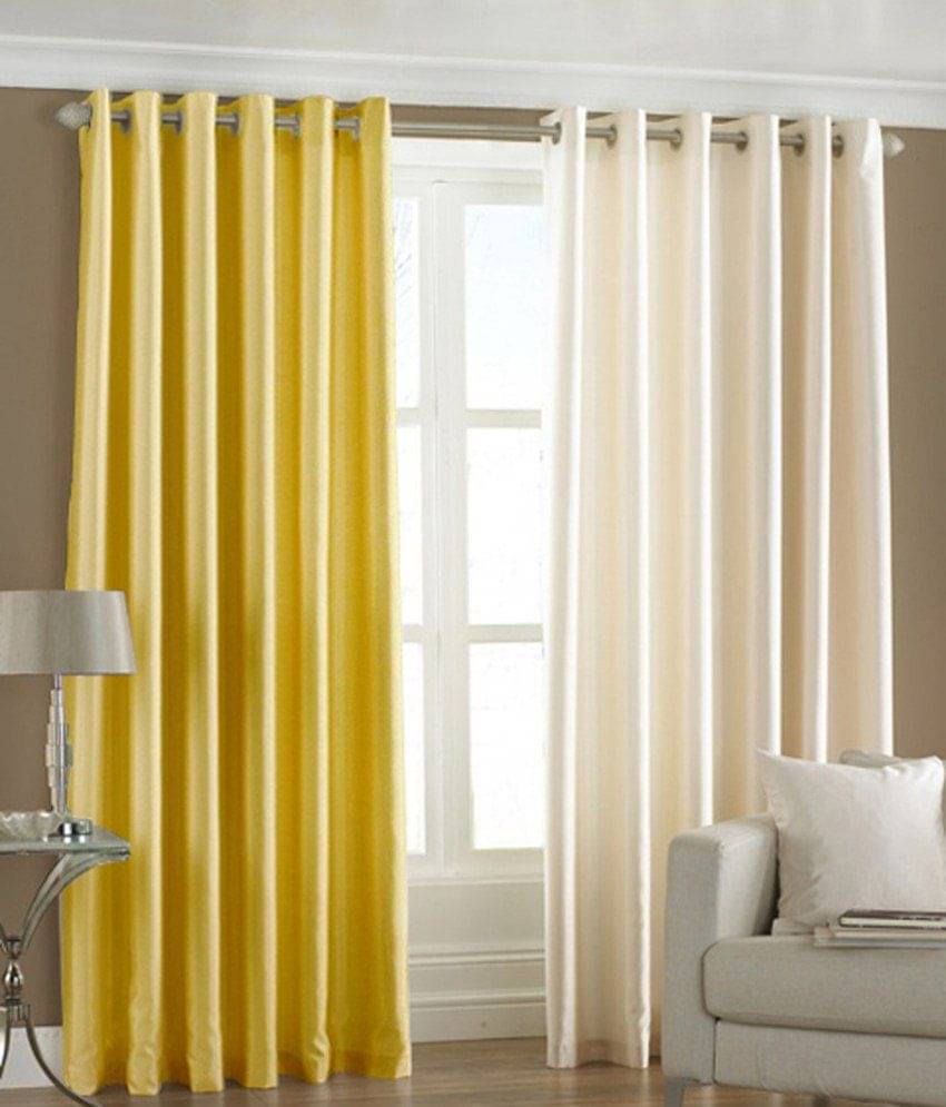 Homefab India Plain Semi-Transparent Eyelet Window Curtain 5ft (Pack of 2) - Multicolor Homefab India Plain Semi-Transparent Eyelet Window Curtain 5ft (Pack of 2) - Multicolor