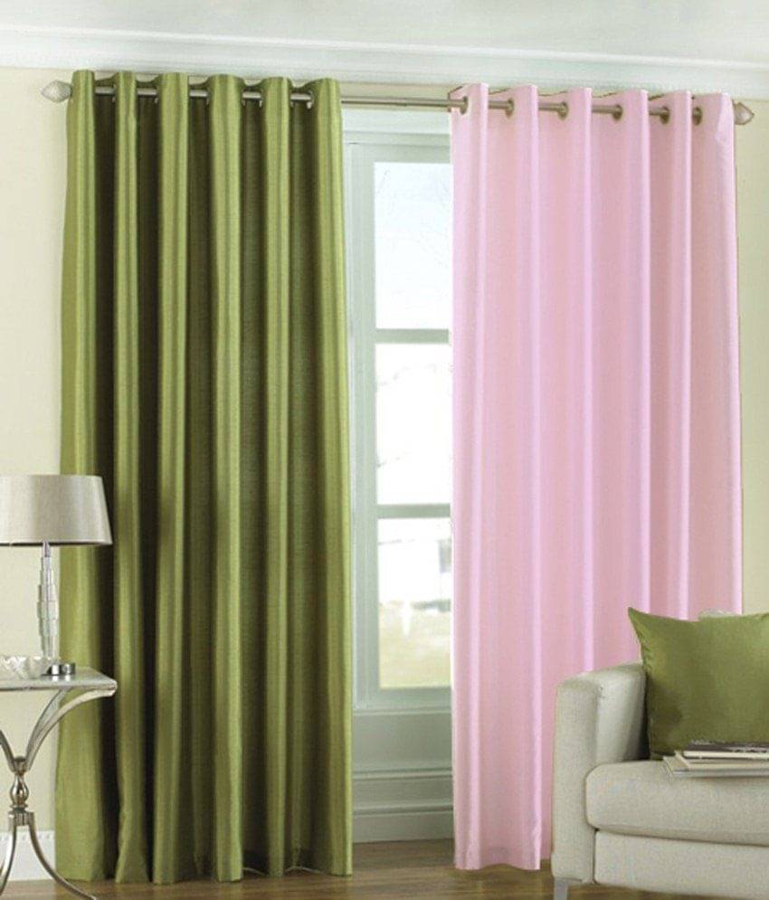 Homefab India Plain Semi-Transparent Eyelet Window Curtain 5ft (Pack of 2) - Multicolor Homefab India Plain Semi-Transparent Eyelet Window Curtain 5ft (Pack of 2) - Multicolor