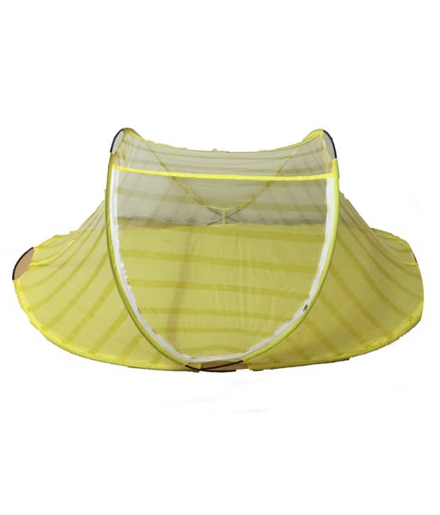 RiddhiMosquito Net, Machardani Yellow Stripes Polyester Mosquito Net, Machardani
