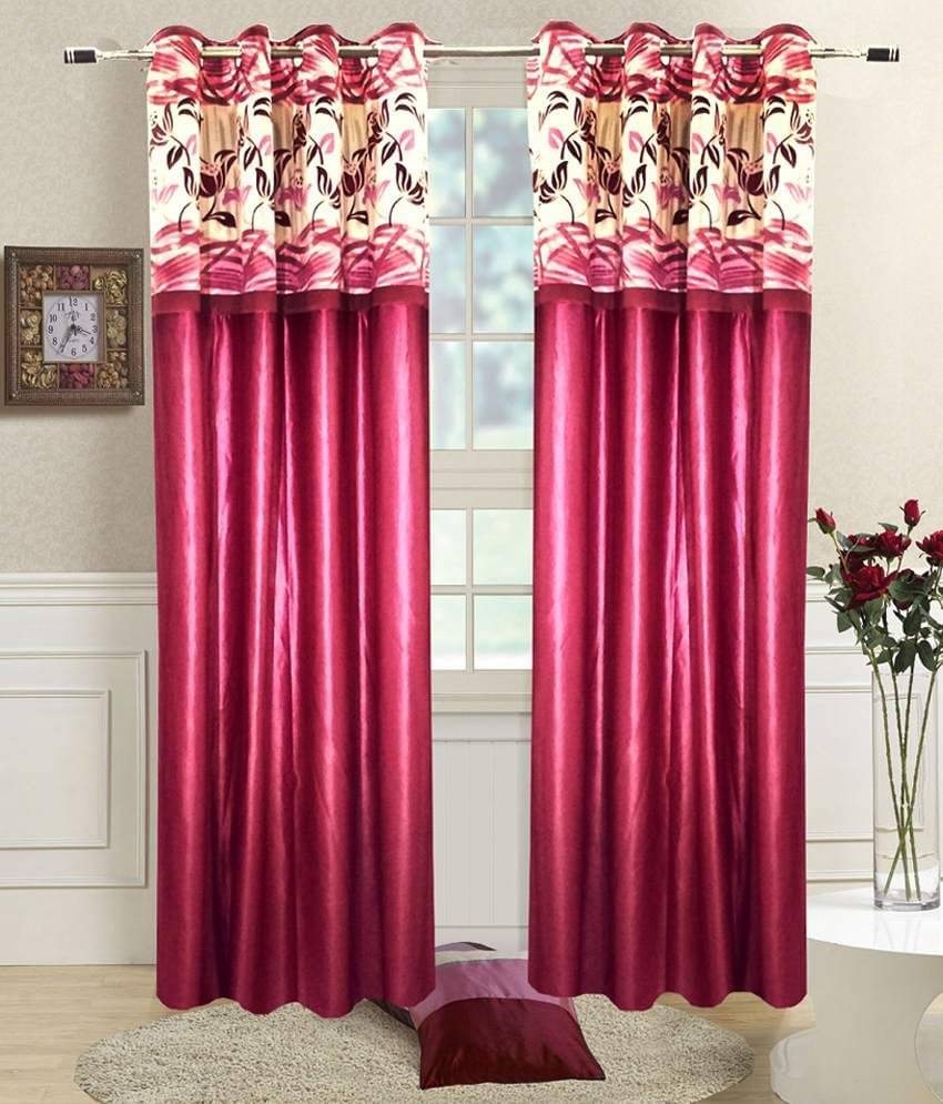 Homefab India Plain Semi-Transparent Eyelet Door Curtain 7ft (Pack of 2) - Red Homefab India Plain Semi-Transparent Eyelet Door Curtain 7ft (Pack of 2) - Red