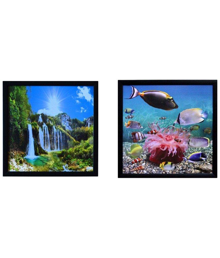     			eCraftIndia Multicoloured Set of 2 Nature & Sea UV Wall Art