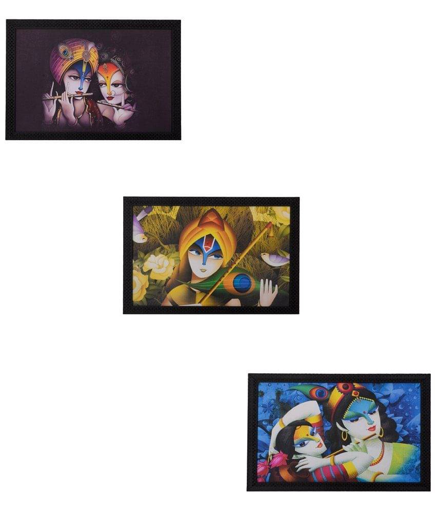 eCraftIndia Multicoloured Set of 3 Lord Radha Krishna UV Wall Art eCraftIndia Multicoloured Set of 3 Lord Radha Krishna UV Wall Art