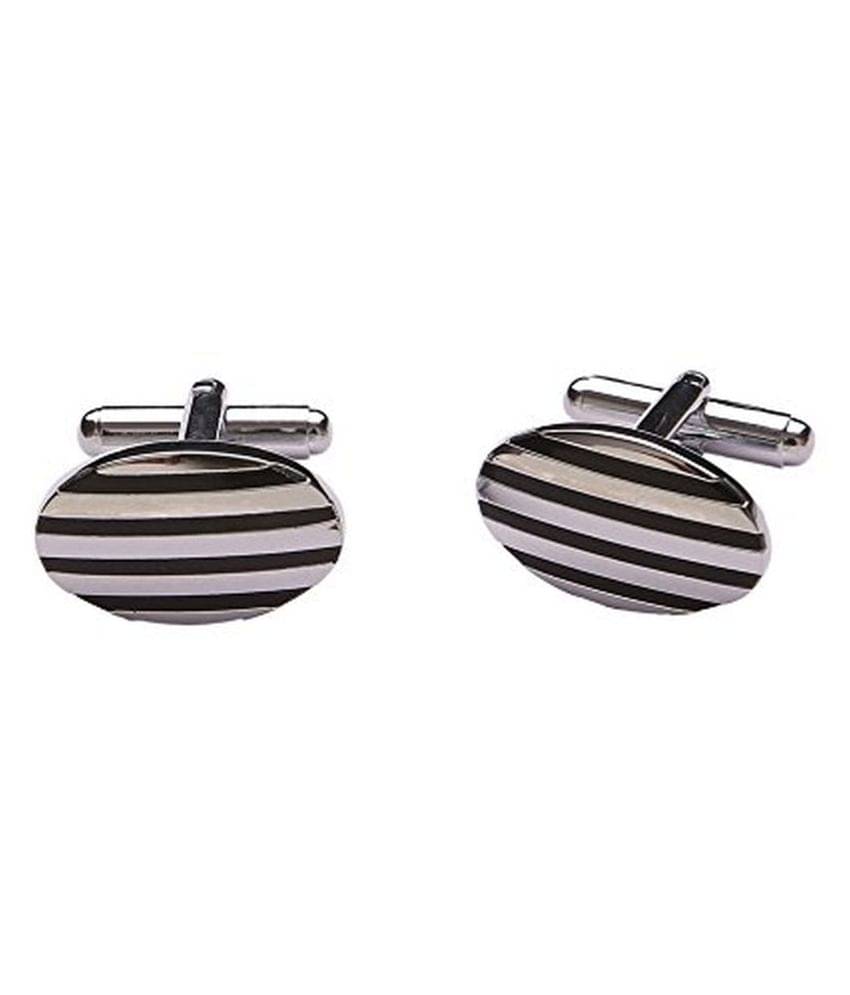 The Jewelbox Silver Metal Enamel Cufflinks The Jewelbox Silver Metal Enamel Cufflinks