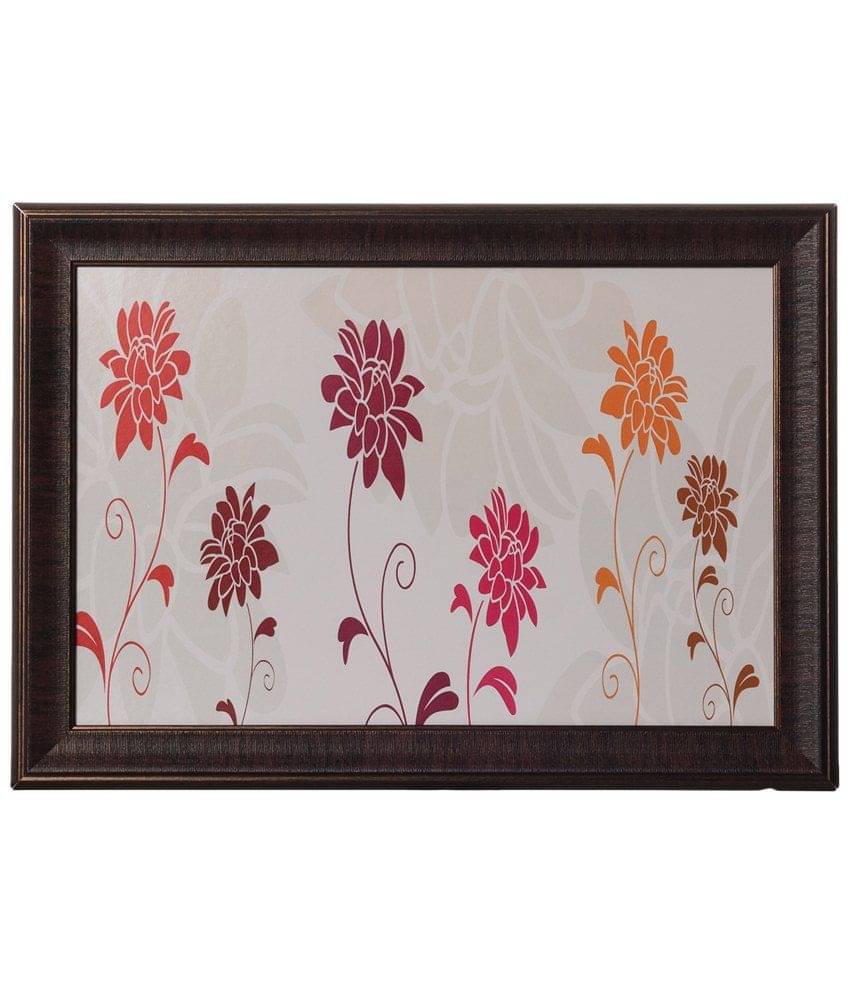     			eCraftIndia Multicoloured Flowers UV Framed Wall Art