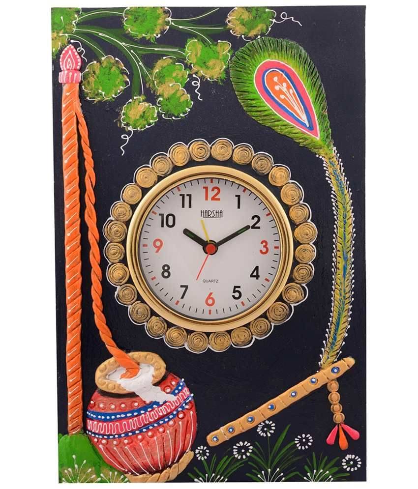 eCraftIndia Wooden Papier Mache Matki Design Artistic Handcrafted Wall Clock     			eCraftIndia Wooden Papier Mache Matki Design Artistic Handcrafted Wall Clock