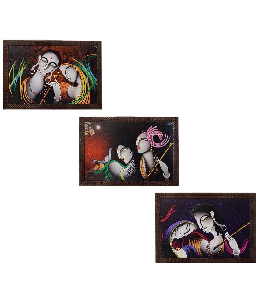 eCraftIndia Pack of 3 Multicoloured Radha Krishna Satin Framed UV Art Print Paintings eCraftIndia Pack of 3 Multicoloured Radha Krishna Satin Framed UV Art Print Paintings
