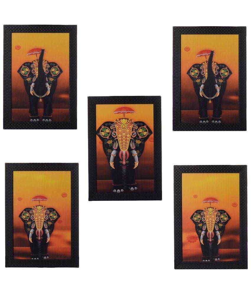 eCraftIndia Multicoloured Set of 5 Elephant UV Wall Art eCraftIndia Multicoloured Set of 5 Elephant UV Wall Art