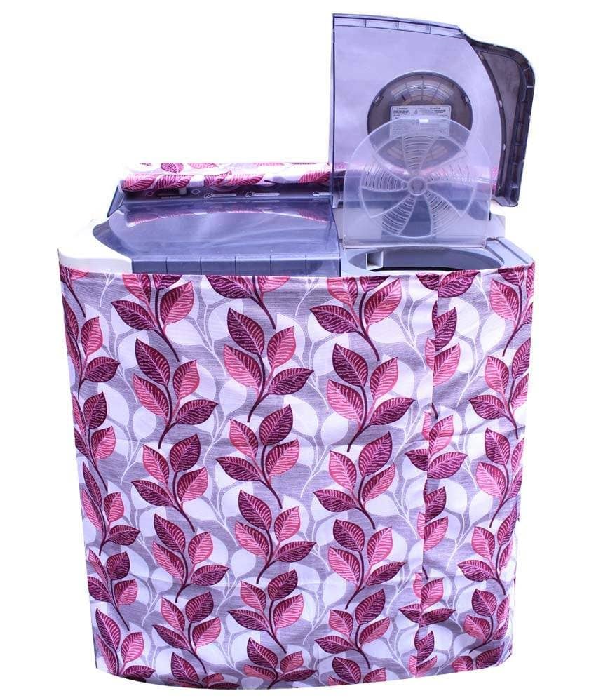 E-Retailer Classic Pink Flower With Square Design Semi-Automatic Washing Machine Cover Upto 7 Kg Capacity