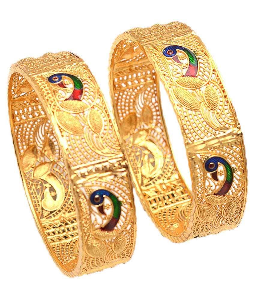 Jewar Mandi Golden Brass Bangle Set Of 2 - Bangles & Bracelets | Buy online on ZillyBuy