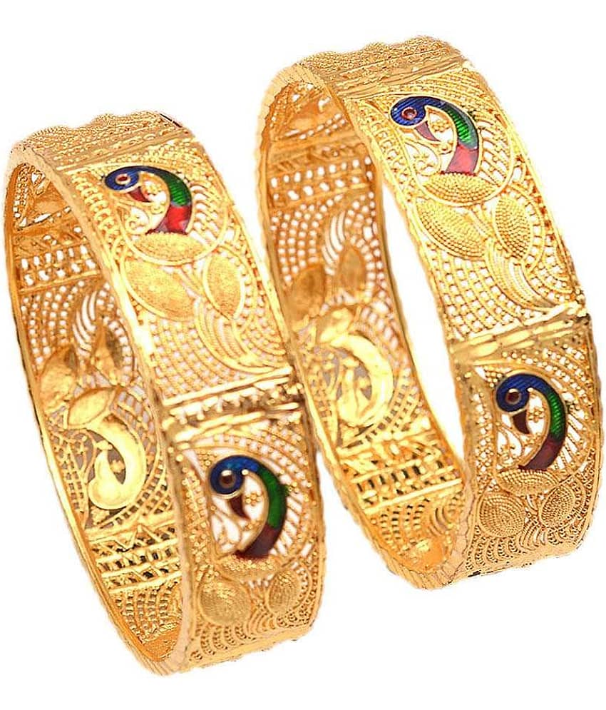 Jewar Mandi Golden Brass Bangle Set Of 2 - Bangles & Bracelets | Buy online on ZillyBuy