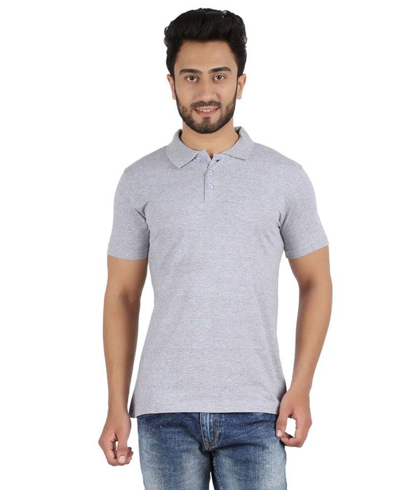 Ap'pulse Grey Cotton Polo T-shirts Ap'pulse Grey Cotton Polo T-shirts