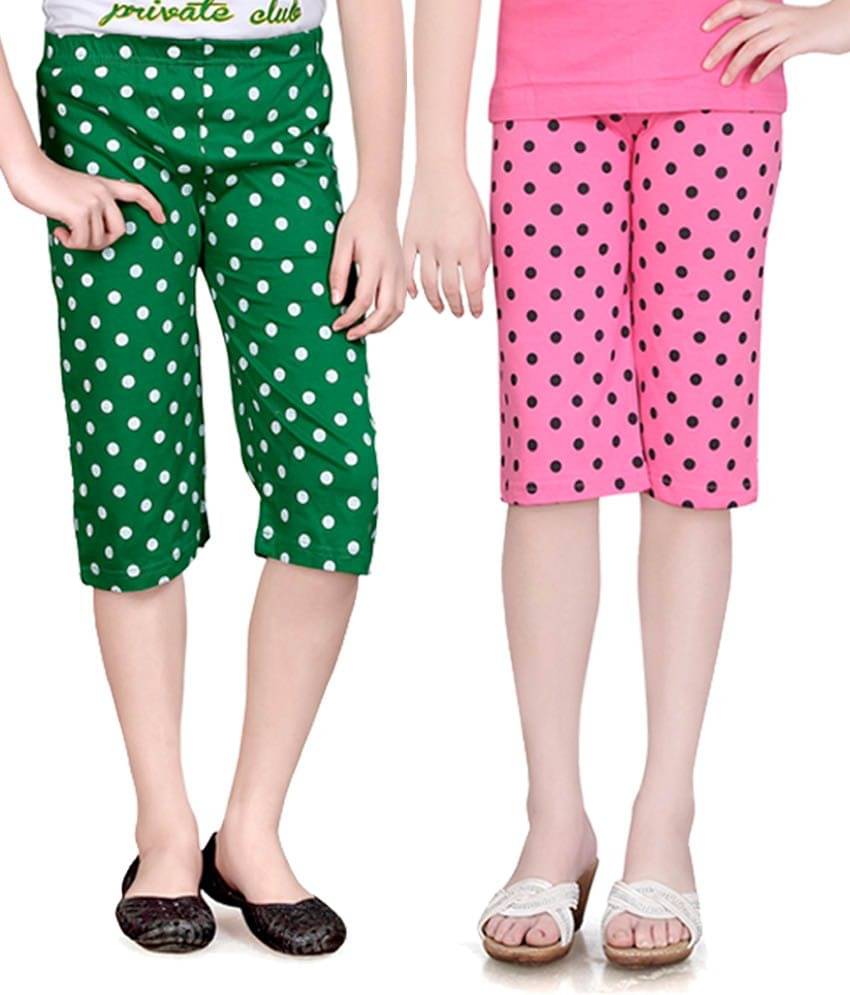     			Sini Mini Pack of 2 Girls Cotton Capris ( Multi )