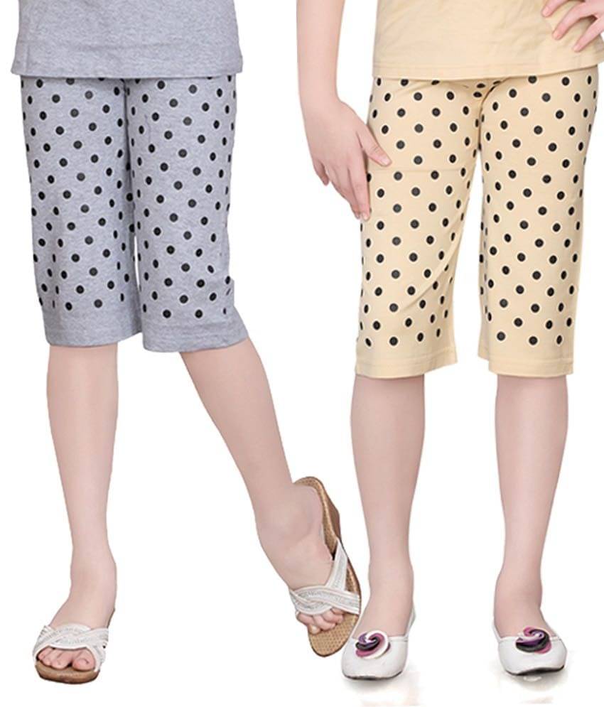     			Sini Mini Pack of 2 Girls Cotton Capris ( Multi )