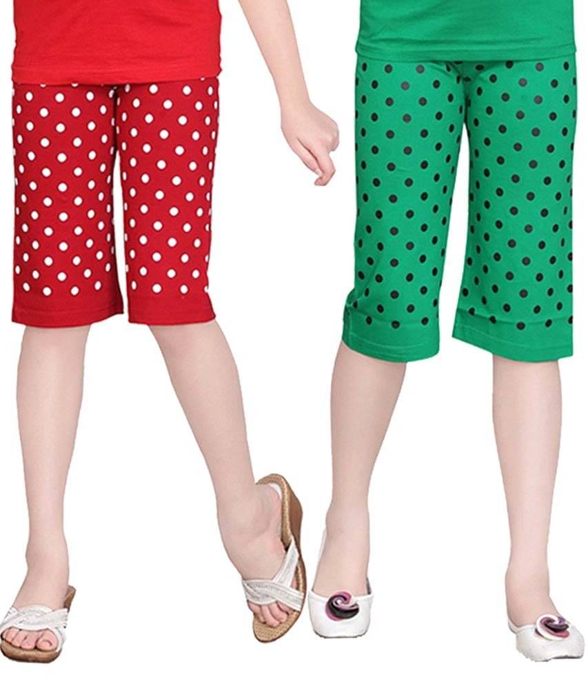     			Sini Mini Pack of 2 Girls Cotton Capris ( Multi )