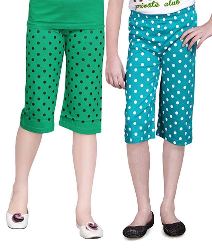 Sini Mini Pack of 2 Girls Cotton Capris ( Multi )