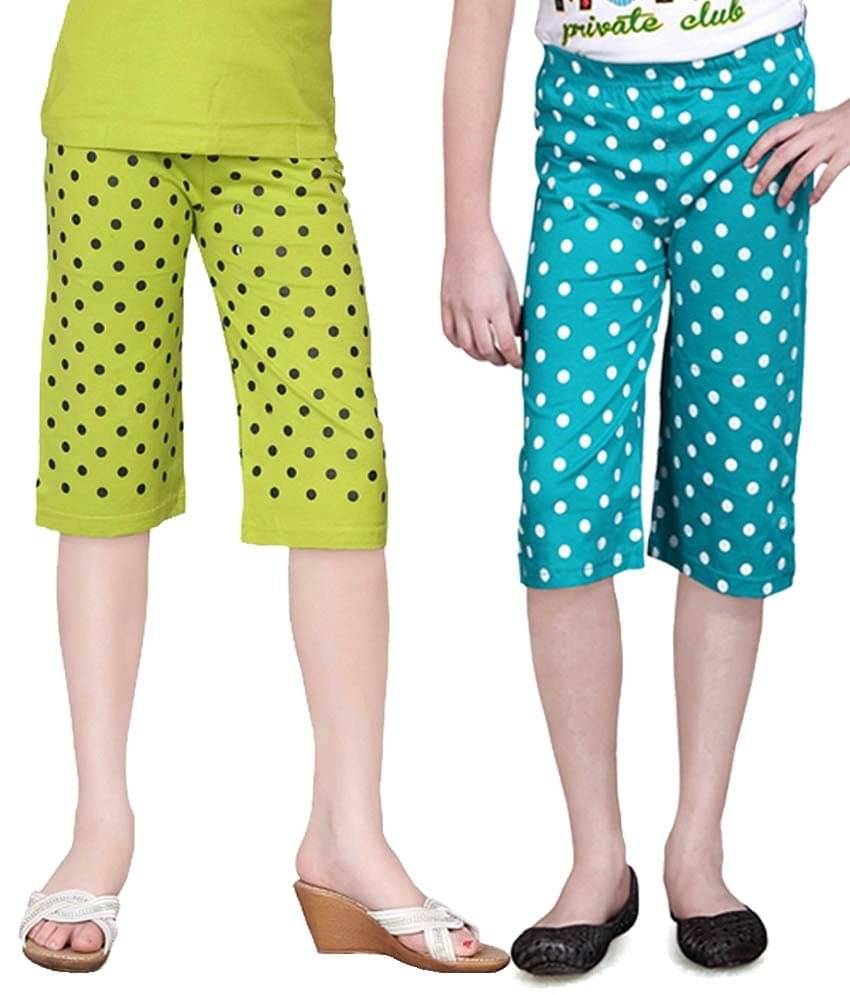     			Sini Mini Pack of 2 Girls Cotton Capris ( Multi )