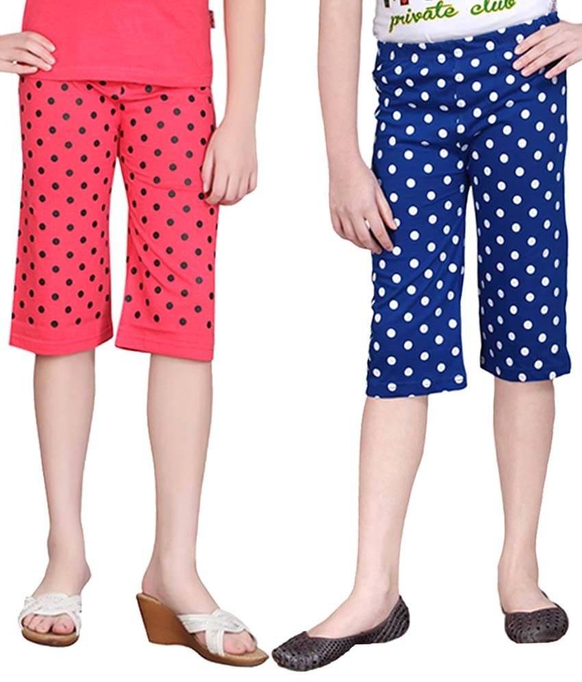     			Sini Mini Pack of 2 Girls Cotton Capris ( Multi )