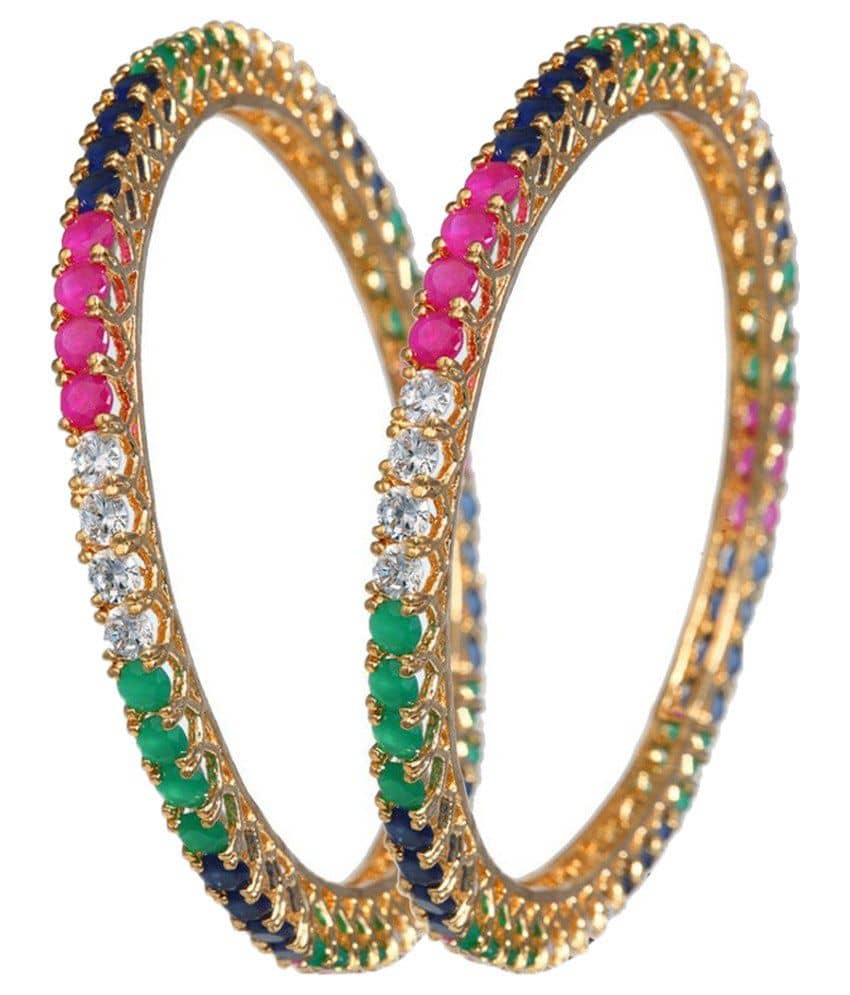 Youbella Multicolor American Diamond Bangle Set - Bangles & Bracelets | Buy online on ZillyBuy