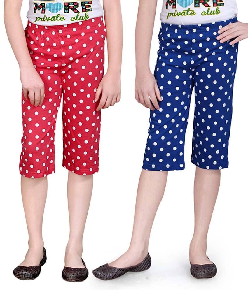 Sini Mini Pack of 2 Girls 100% Cotton Capris ( Multi )