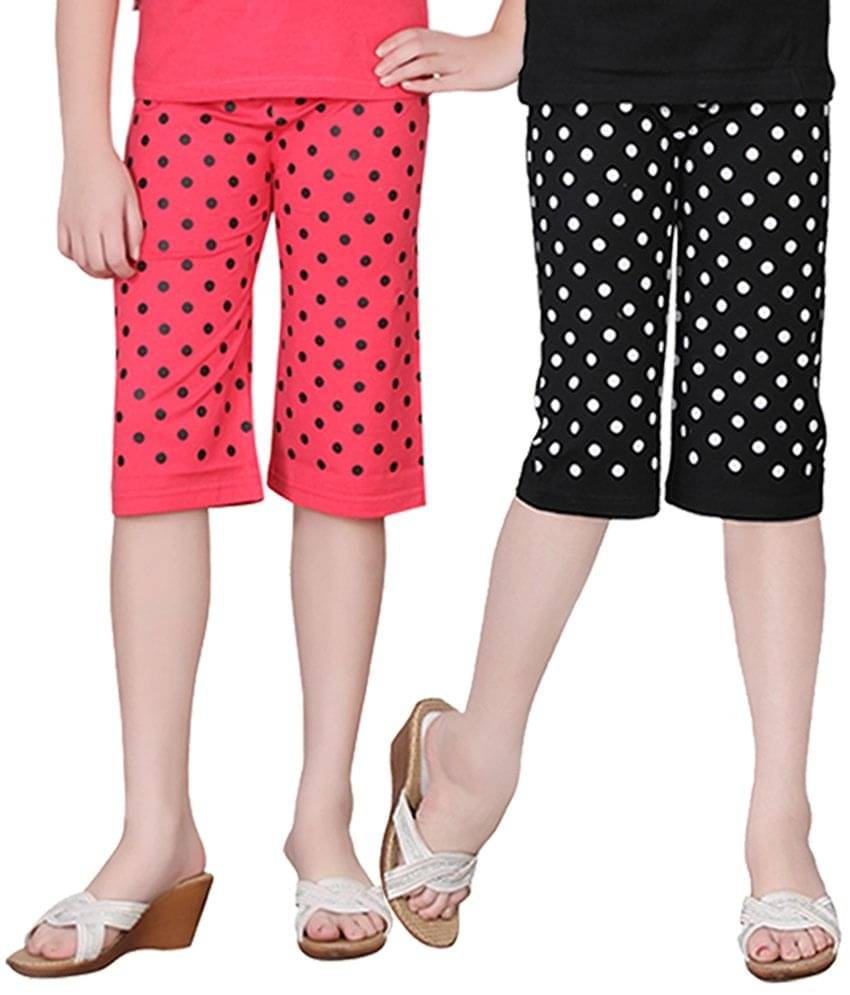     			Sini Mini Pack of 2 Girls Cotton Capris ( Multi )