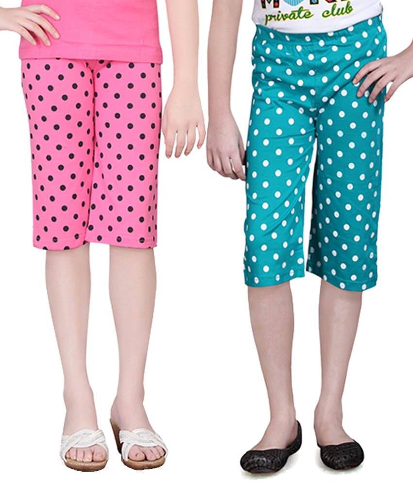     			Sini Mini Pack of 2 Girls Cotton Capris ( Multi )