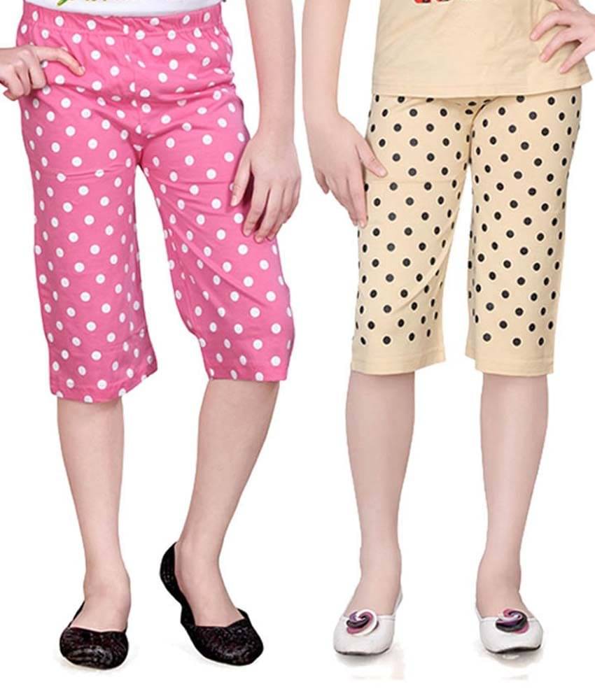     			Sini Mini Pack of 2 Girls Cotton Capris ( Multi )