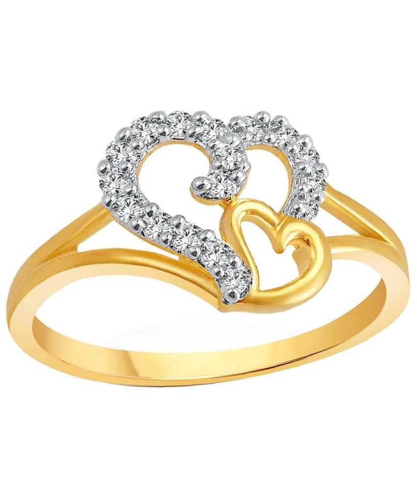     			Vighnaharta Couple Heart CZ Gold and Rhodium Plated Ring