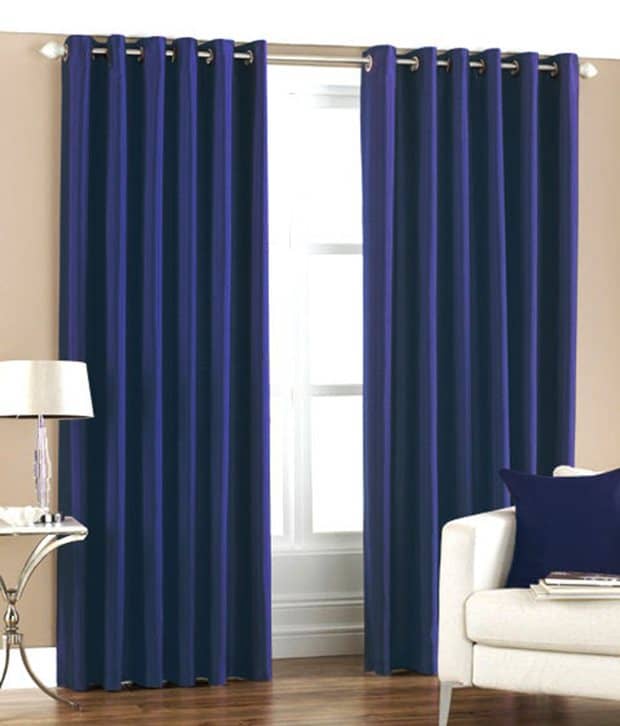 Homefab India Plain Semi-Transparent Eyelet Door Curtain 6ft (Pack of 2) - Blue