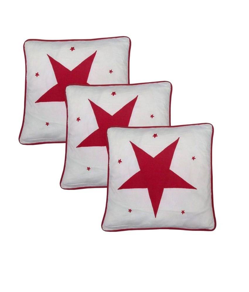     			Hugs'n'Rugs Multicolour Embroidery Cotton Cushion Cover - Set Of 3