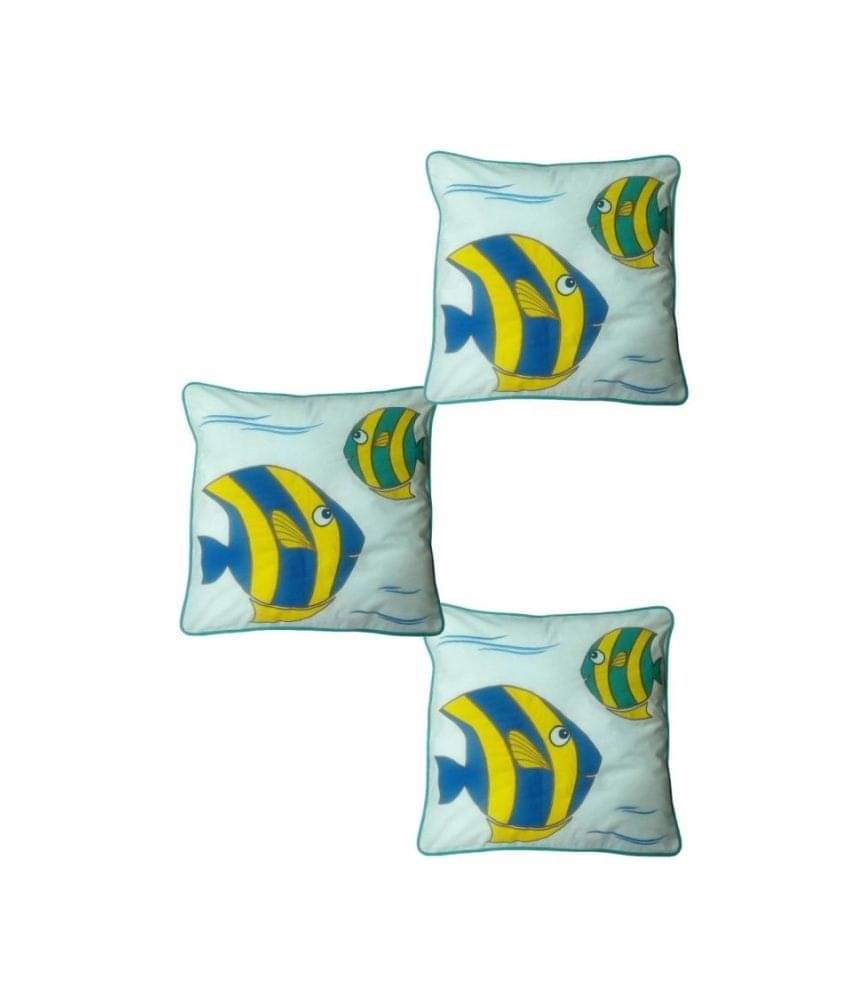 Hugs'n'Rugs Multicolour Embroidery Cotton Cushion Cover - Set Of 3 Hugs'n'Rugs Multicolour Embroidery Cotton Cushion Cover - Set Of 3