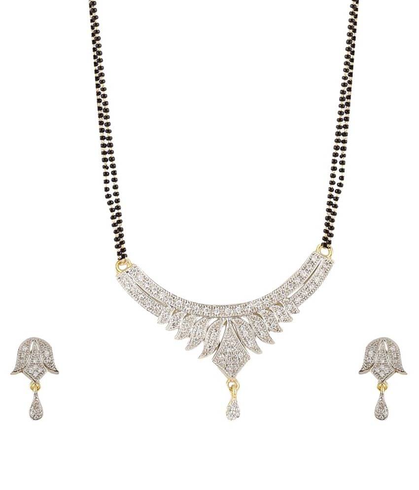 Zeneme Alloy American Diamond Mangalsutra Set Zeneme Alloy American Diamond Mangalsutra Set