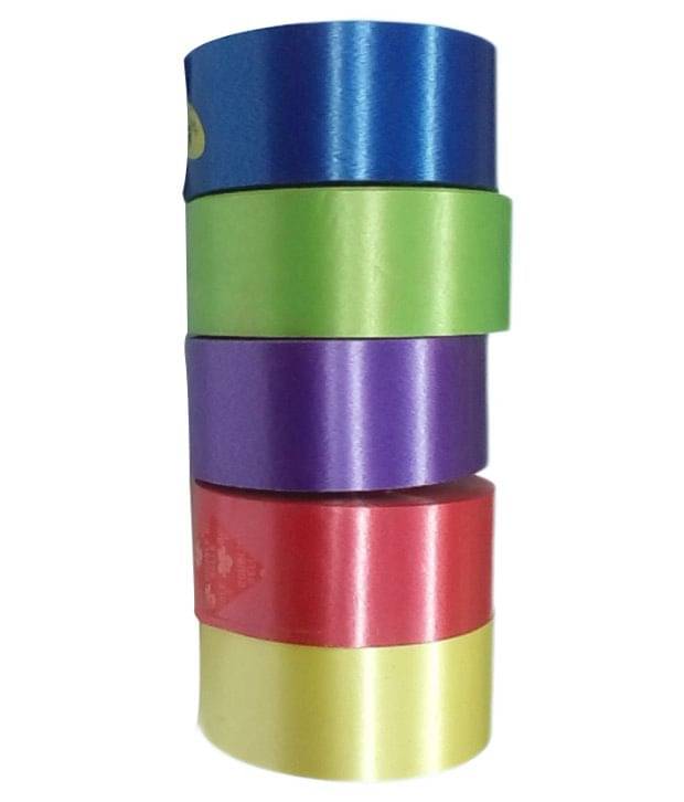     			Plastic Curling Ribbon ,1" (25 cm) Width, 5 Rolls,Each 25 Mt, Total 125 MTS Used in Gift Wrapping, Balloon String Ribbons and Bows Making for Birthday Gifts etc