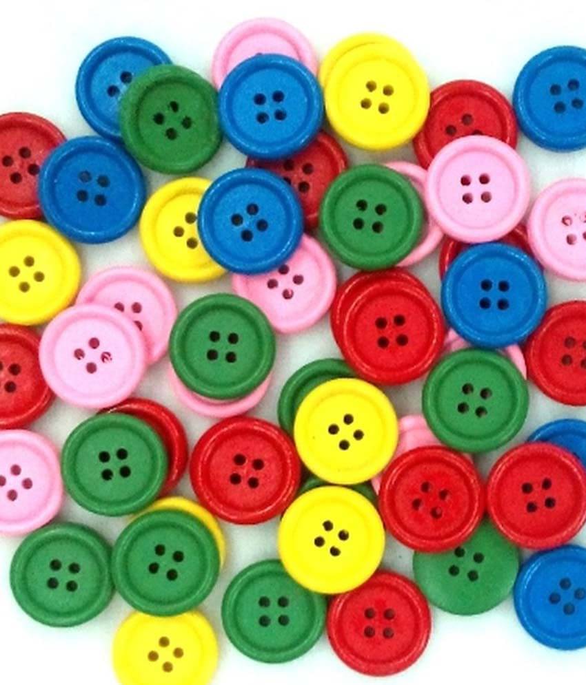 Vardhman Wood Bright Multicolored Craft Wooden Buttons Pack of 50 ( Pack of 1 ) Vardhman Wood Bright Multicolored Craft Wooden Buttons Pack of 50 ( Pack of 1 )