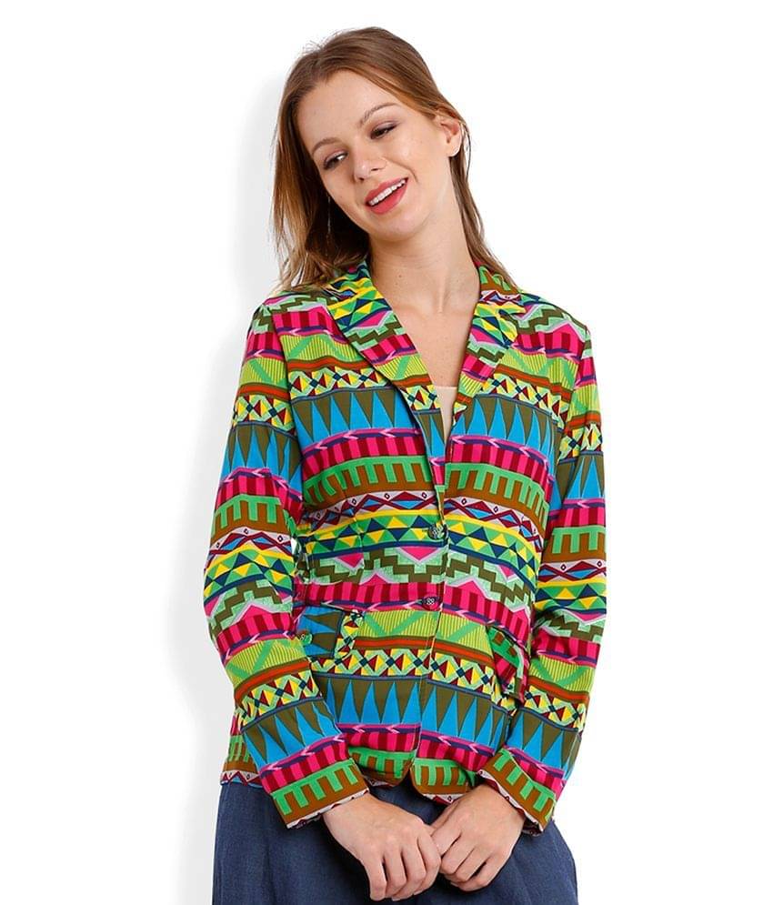     			Folklore Green Printed Jacket