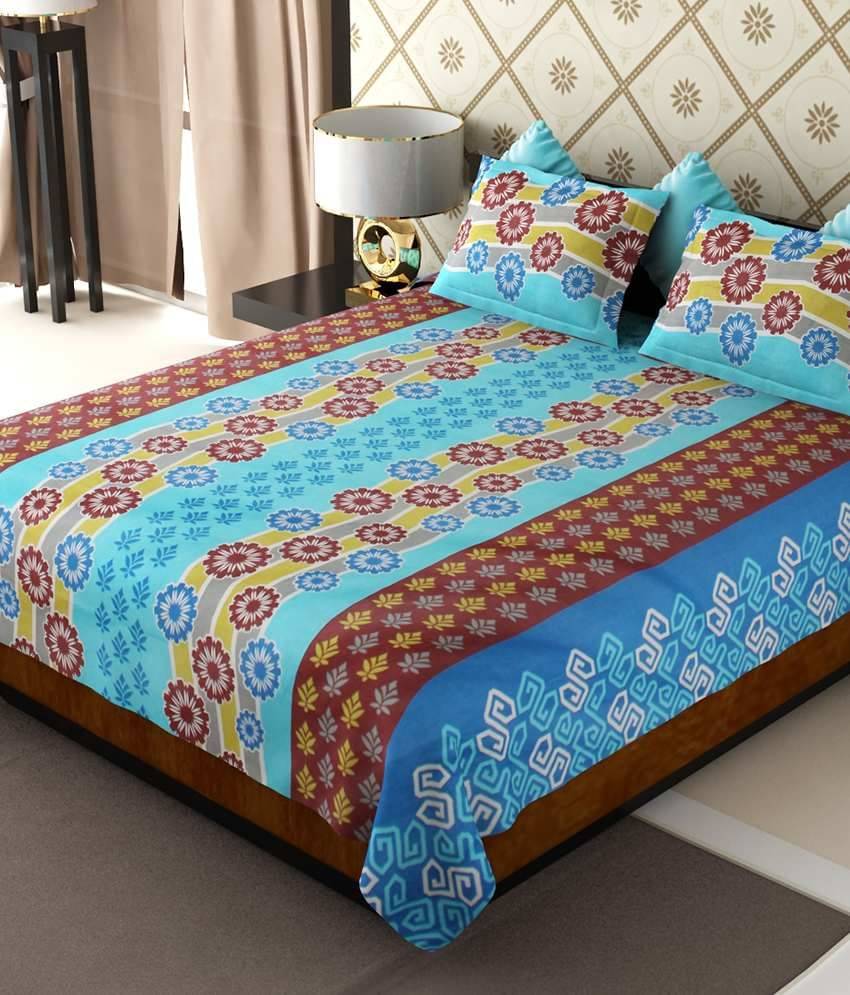 Home Candy Multicolour Floral Cotton Double Bedsheet with 2 pillow cover Home Candy Multicolour Floral Cotton Double Bedsheet with 2 pillow cover