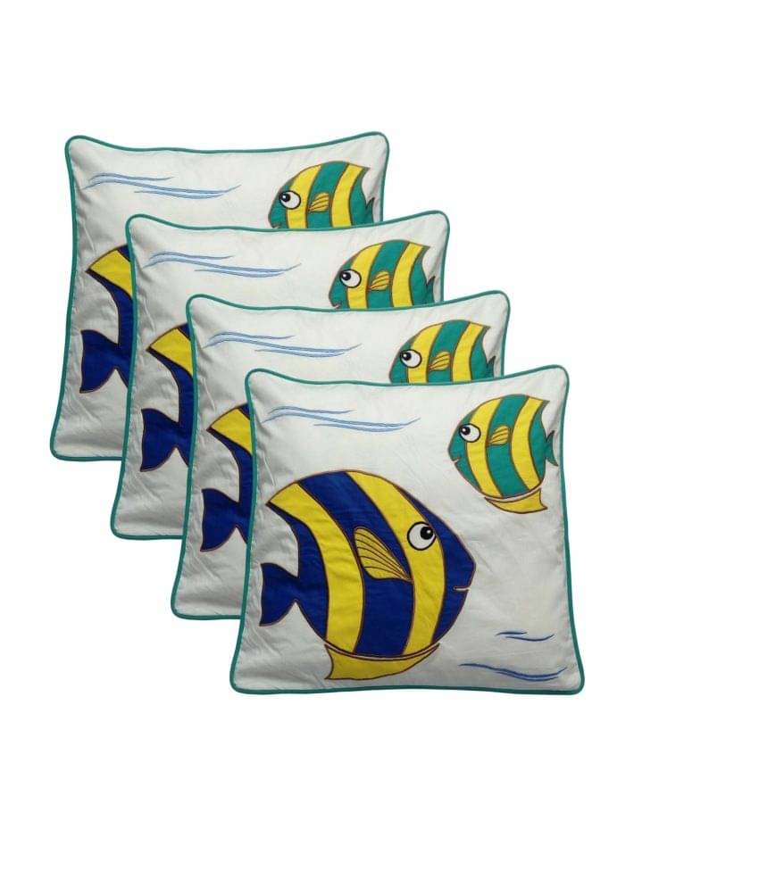     			Hugs'n'Rugs Multi Embroidery Cotton Cushion Cover - Pack Of 4