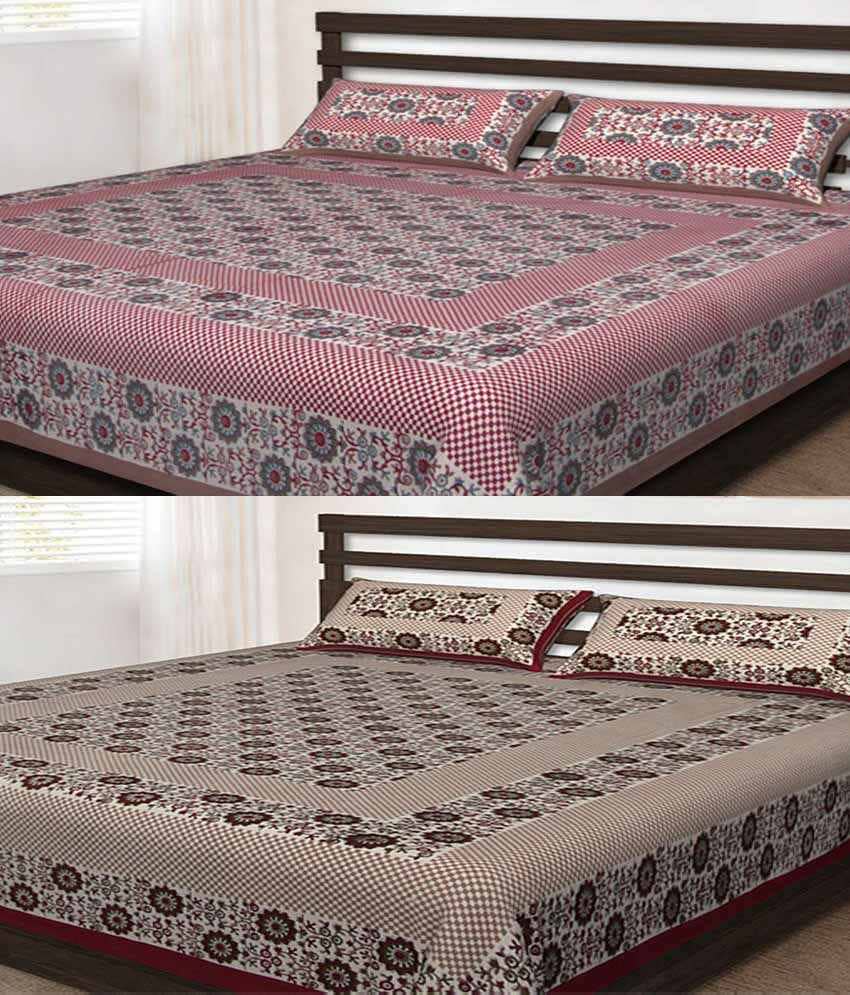 Uniqchoice Cotton Double Bedsheet ( Multi )