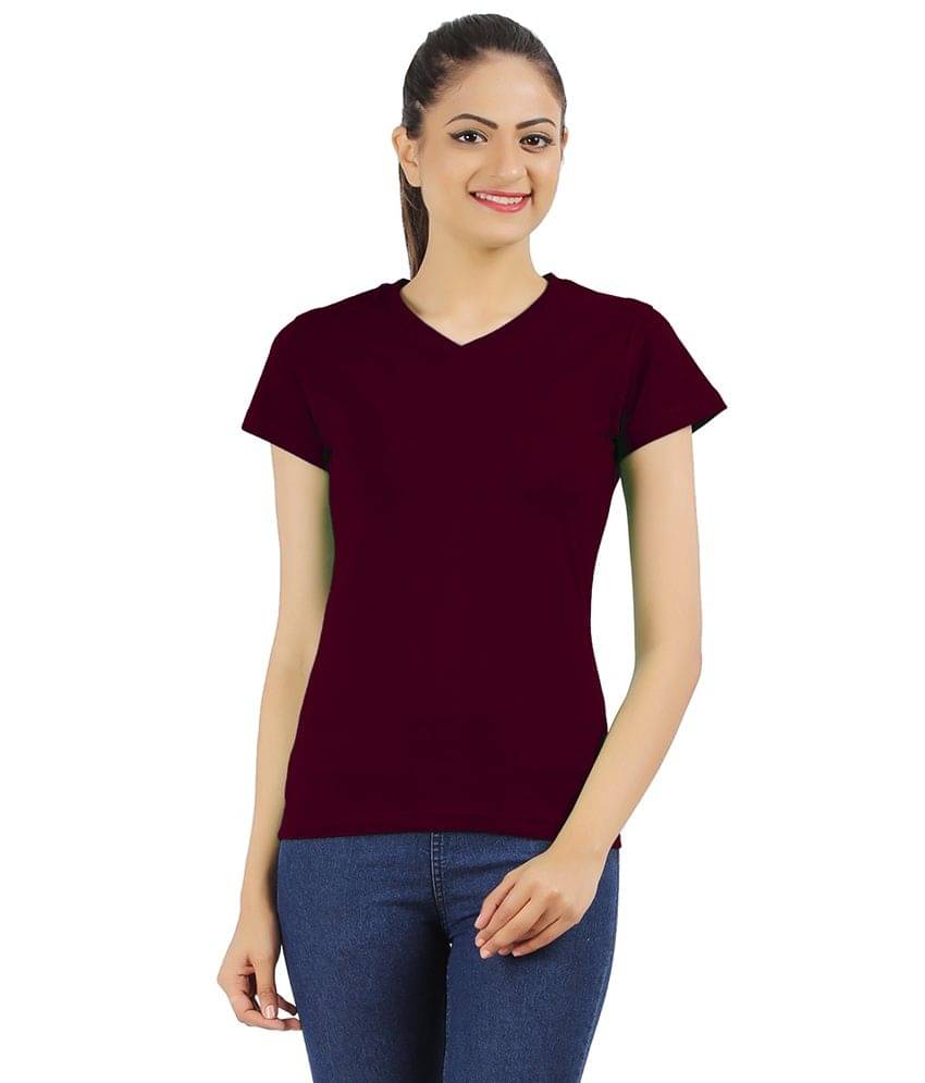 Ap'pulse Women's Cotton Regular Top ( Maroon )     			Ap'pulse Women's Cotton Regular Top ( Maroon )