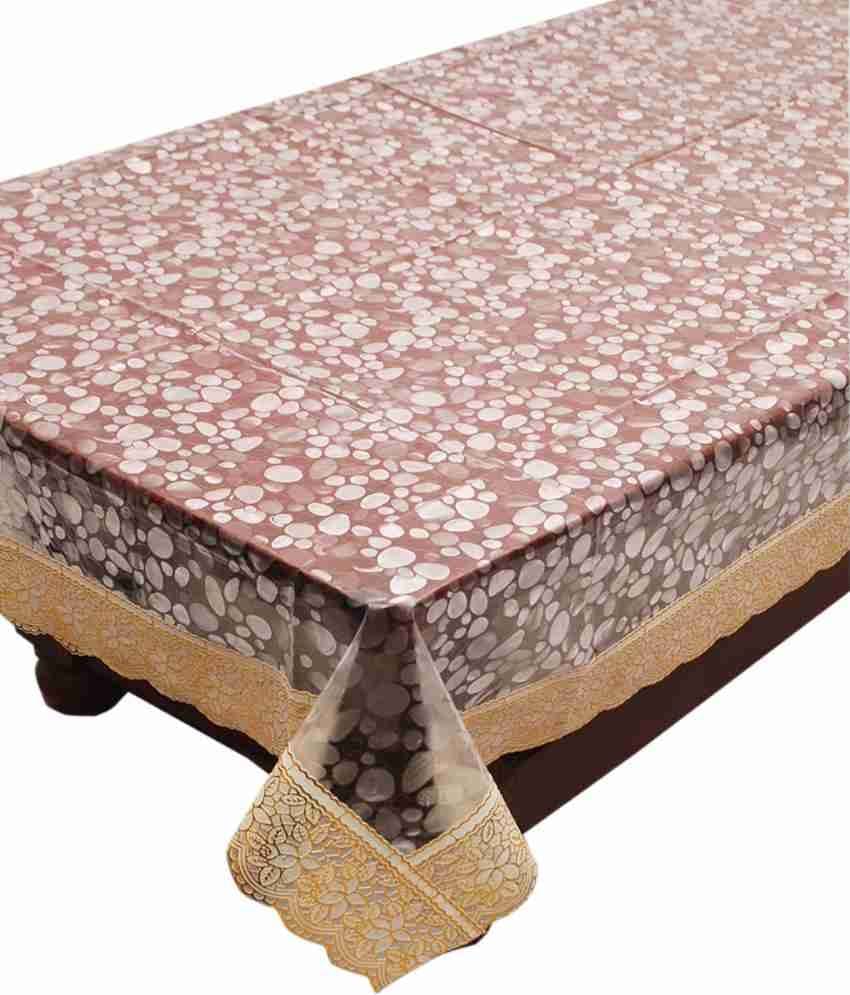E-Retailer Stylish Transparent With Coin Design Golden Lace Center Table Cover E-Retailer Stylish Transparent With Coin Design Golden Lace Center Table Cover