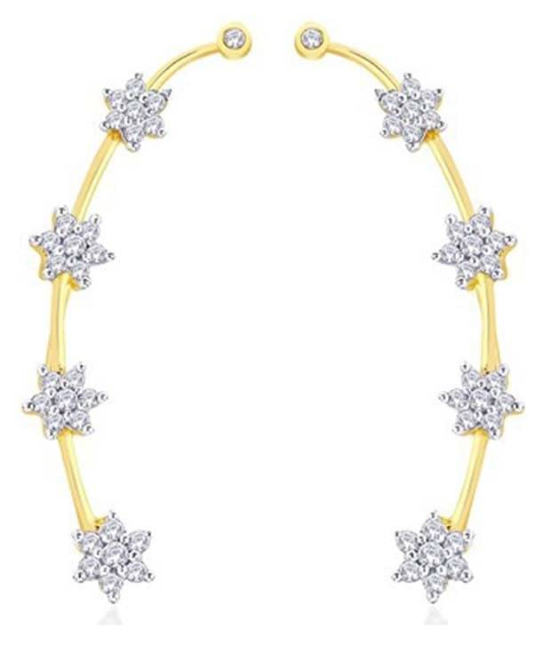 Zeneme Heart Shaped Gold Plated American Diamond Ear Cuff     			Zeneme Heart Shaped Gold Plated American Diamond Ear Cuff