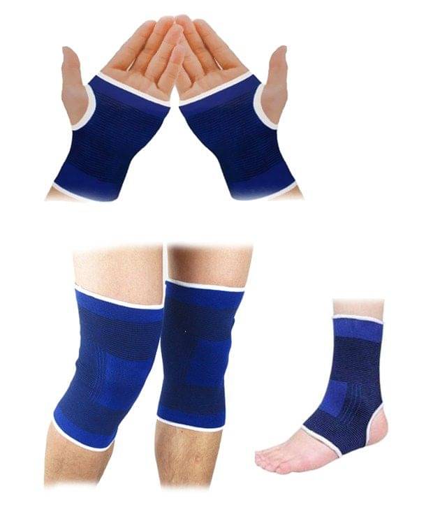 Sahibuy Blue Palm, Ankle and Knee Support - Combo Of 3     			Sahibuy Blue Palm, Ankle and Knee Support - Combo Of 3
