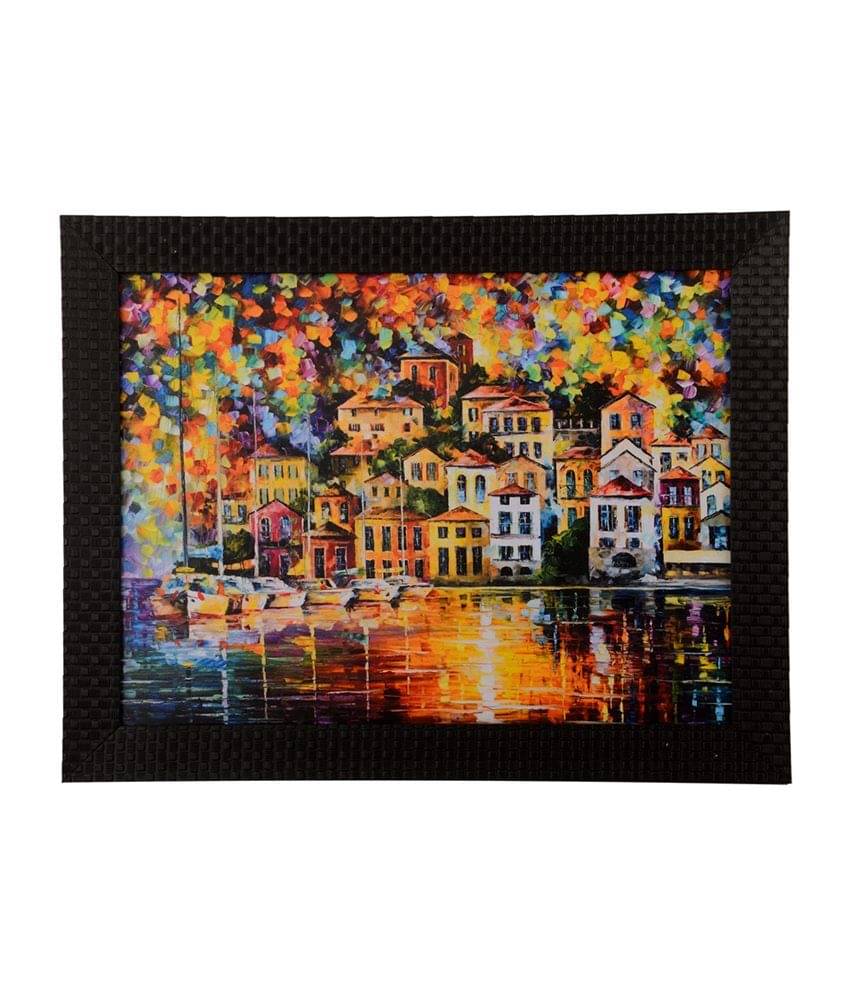eCraftIndia Multicoloured City View Framed UV Wall Art eCraftIndia Multicoloured City View Framed UV Wall Art