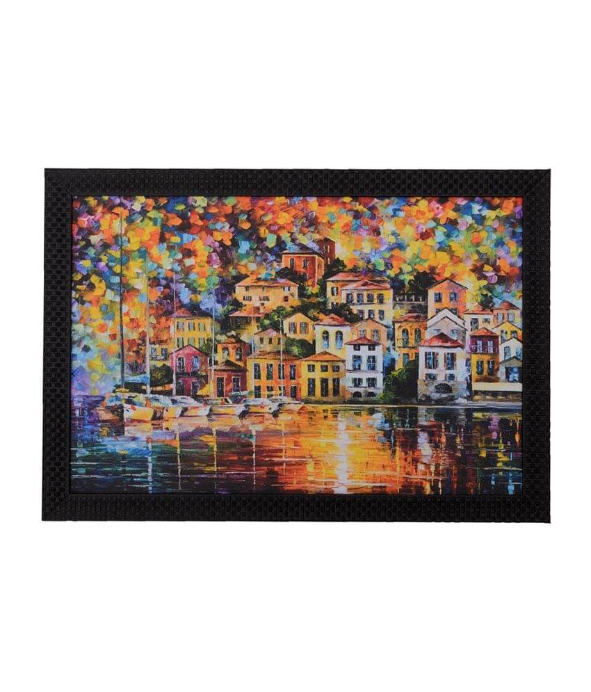 eCraftIndia Multicoloured City View Framed UV Wall Art eCraftIndia Multicoloured City View Framed UV Wall Art