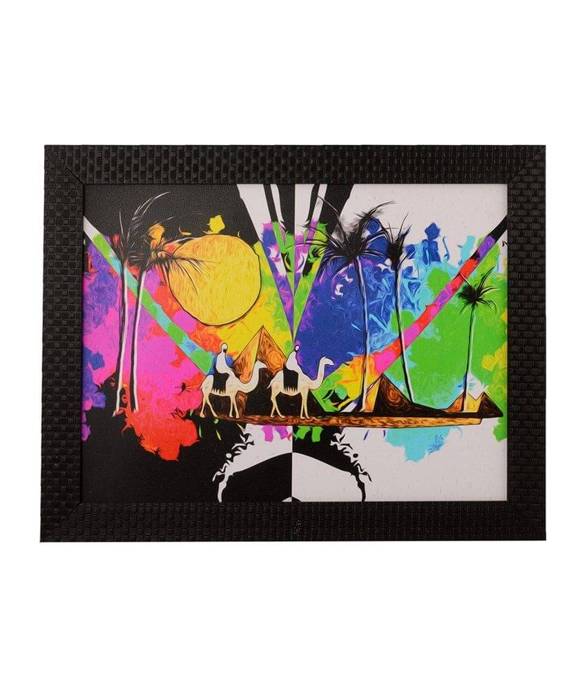     			eCraftIndia Multicoloured Desert View Framed UV Wall Art