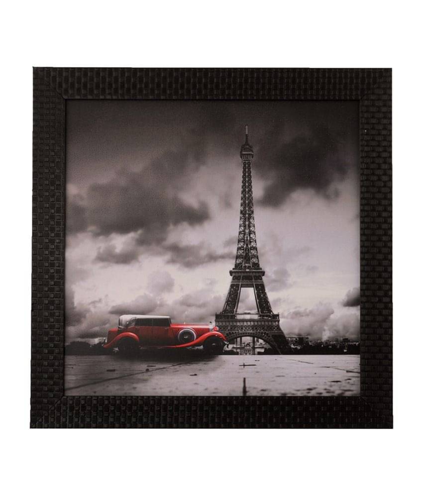     			eCraftIndia Grey Eiffel Tower UV Framed Wall Art