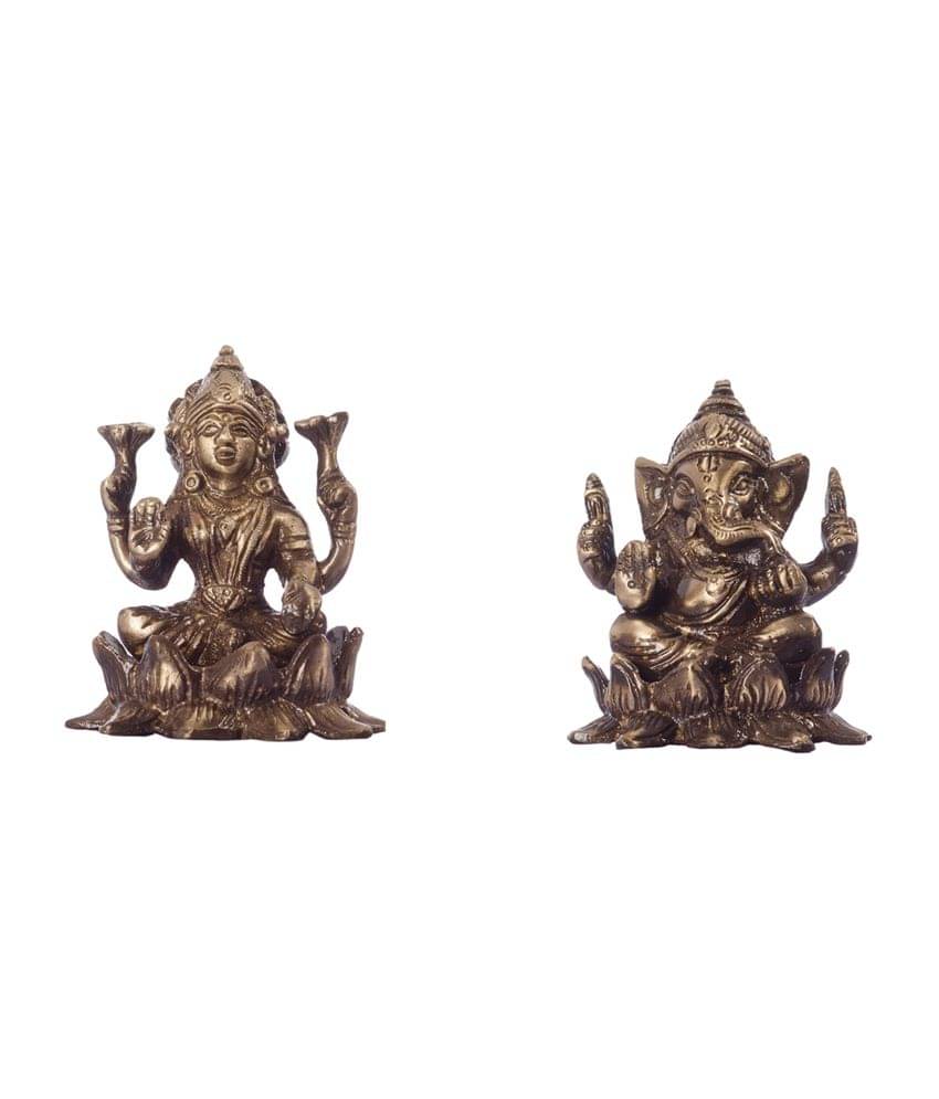     			eCraftIndia Antique Finish Brass Laxmi Ganesha on Lotus