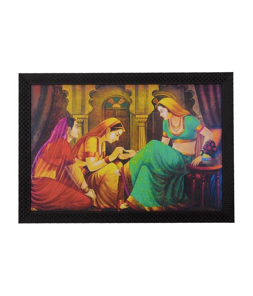     			eCraftIndia Multicoloured Lady Make-Up Scene UV Wall Art