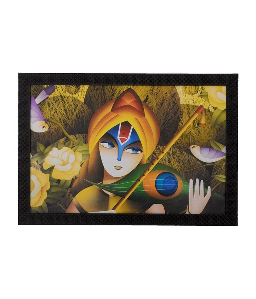 eCraftIndia Multicoloured Lovable Krishna Satin Matt Textured Framed Wall Art eCraftIndia Multicoloured Lovable Krishna Satin Matt Textured Framed Wall Art