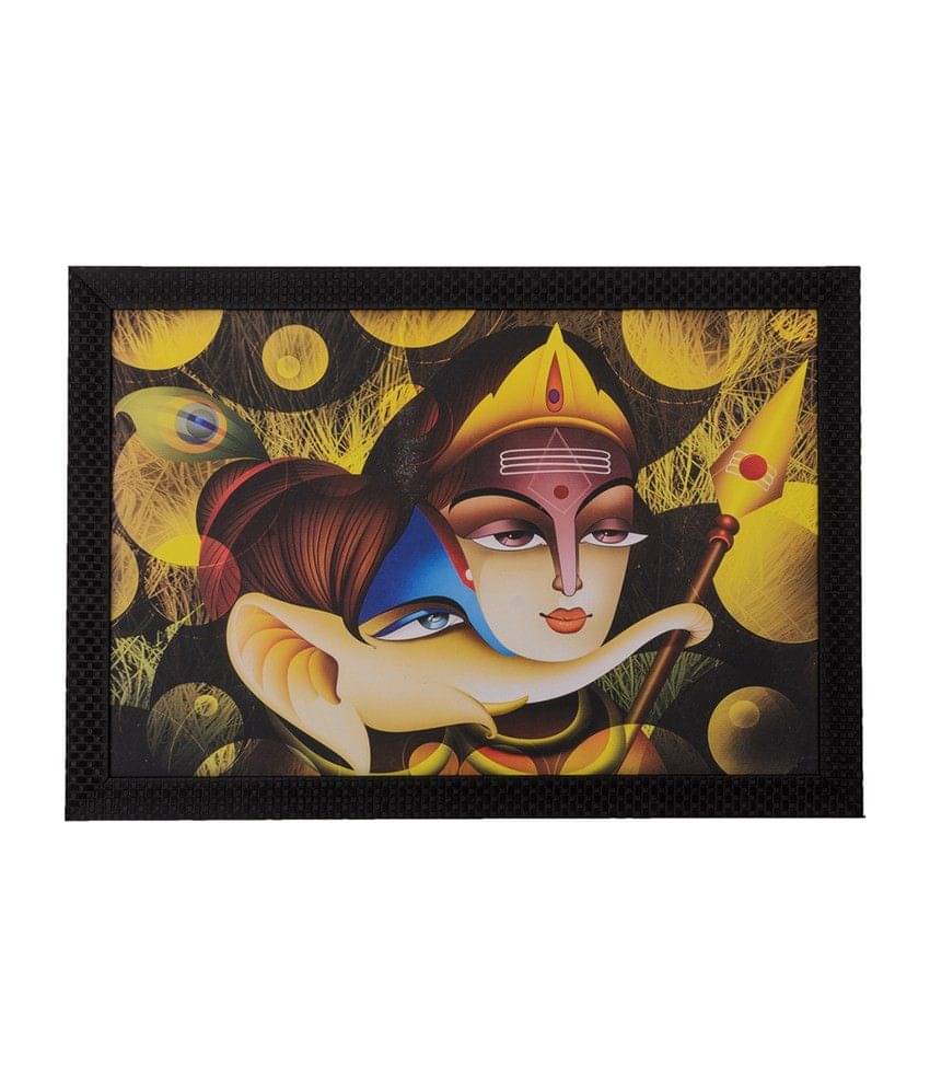 eCraftIndia Multicoloured Radha Krishna & Ganesh Matt Textured UV Framed Wall Art eCraftIndia Multicoloured Radha Krishna & Ganesh Matt Textured UV Framed Wall Art
