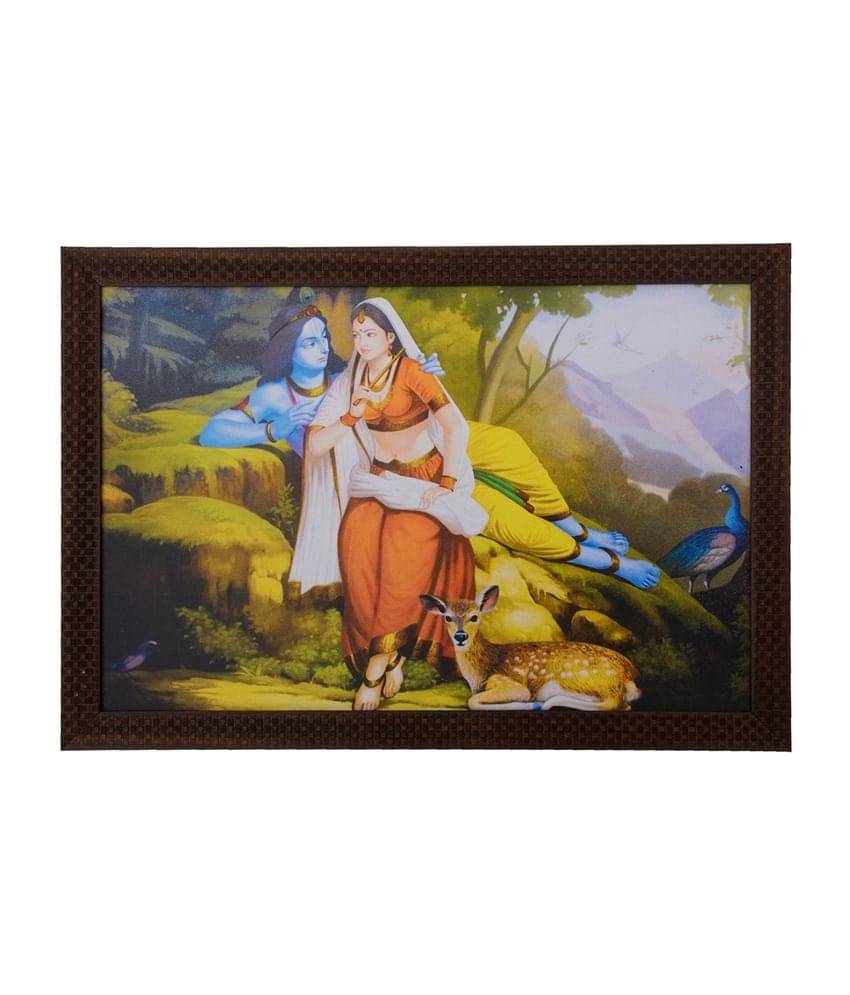     			eCraftIndia Multicoloured Radha Krishna Satin Matt Texture Framed Wall Art